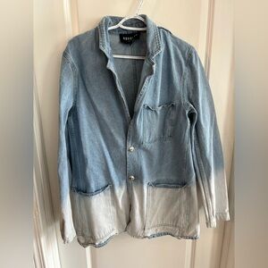 Royalty by Maluma Women's Light Wash Ombre Denim Pea Coat